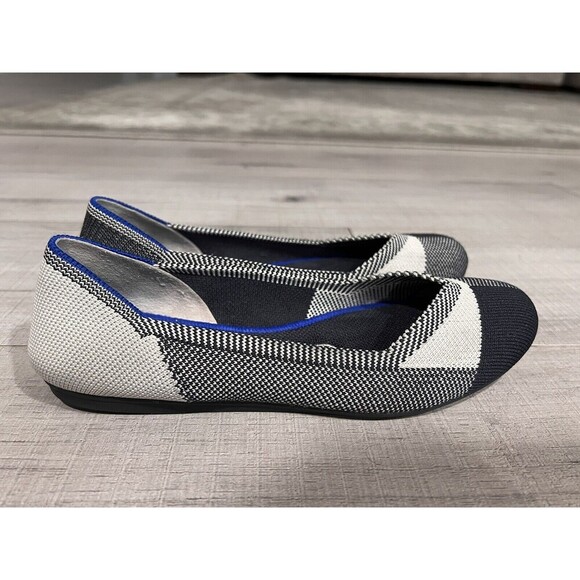 Rothys Womens Shoes Black & White Size  6W Round Toe Flats Slip-on Ballet - Picture 2 of 7